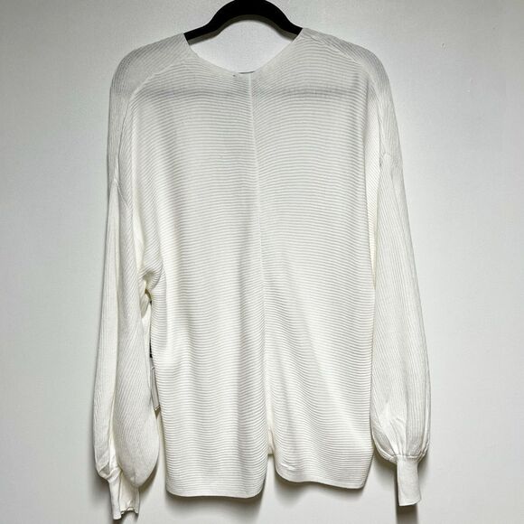 NWT Revolve 1.State Ribbed Balloon Sleeve Cotton Modal Blend Sweater Size L - Picture 6 of 9